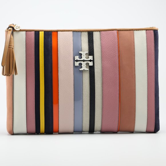 Tory burch balloon stripe clutch cheap